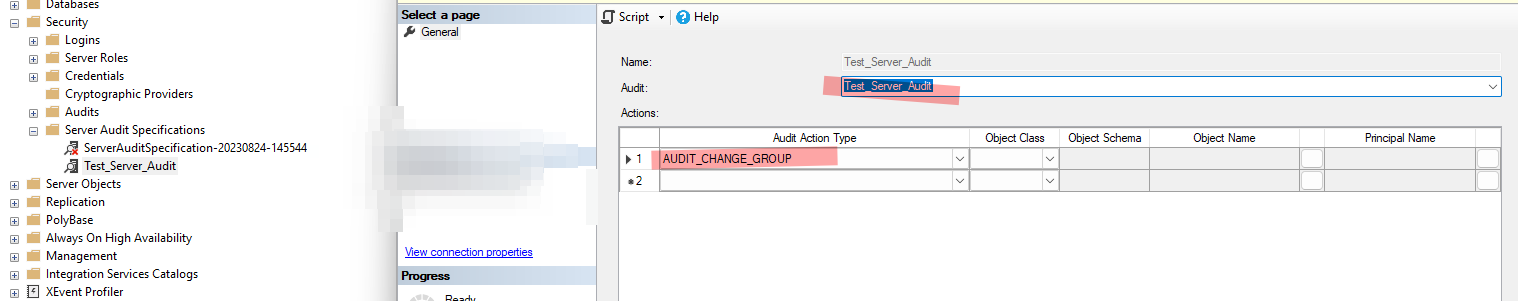 ms sql server audit specification create